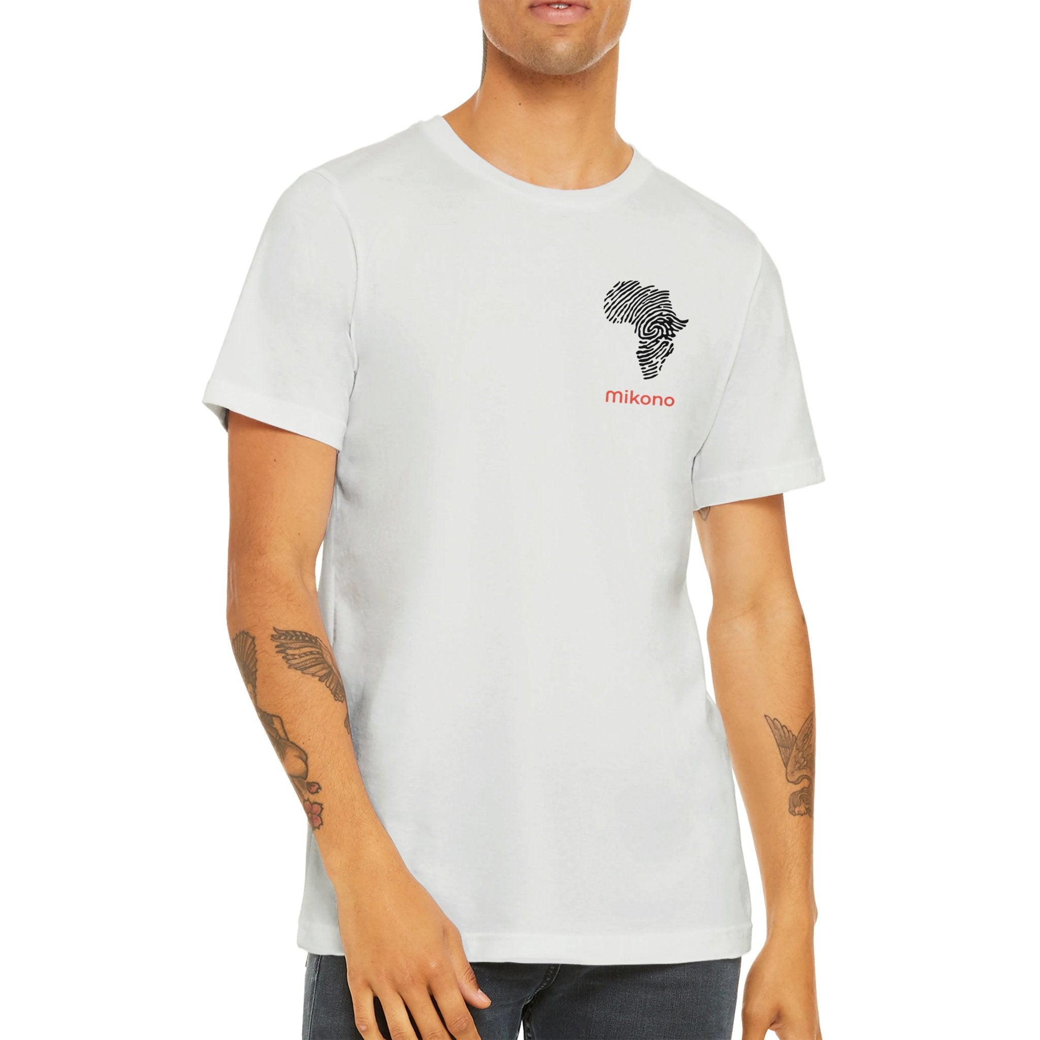 Premium Unisex Crewneck T-shirt - mikono.africa Jacken aus Kenia bunte Bomberjacke Partyjacke faire sozial nachhaltig designed in Kenia