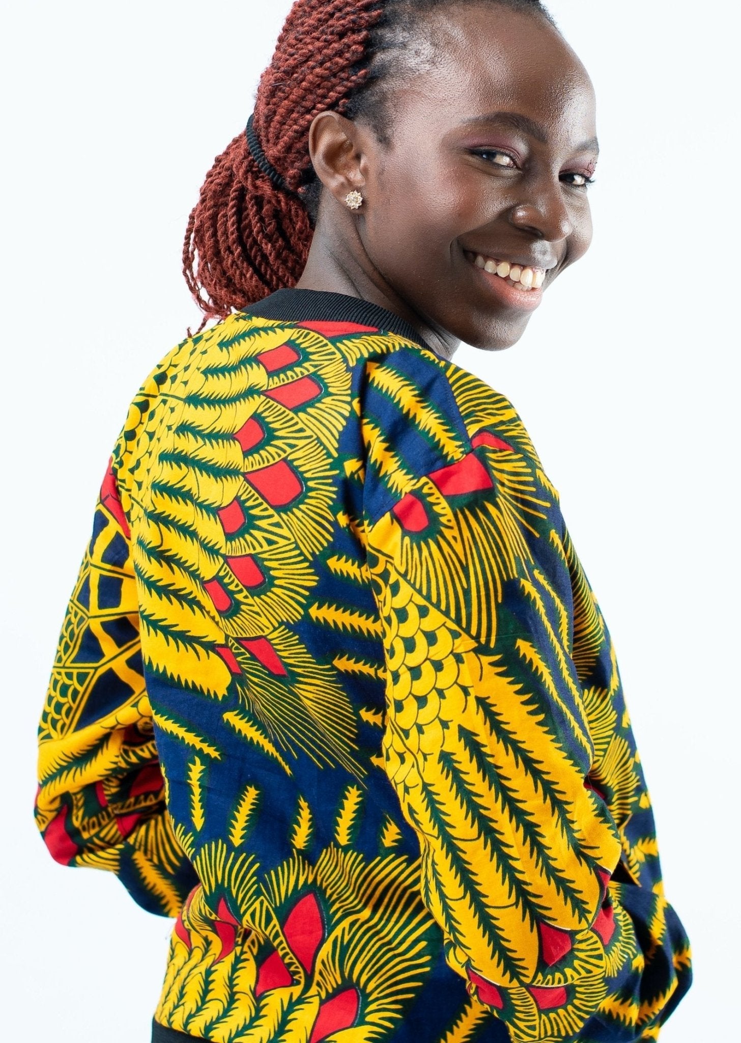 Bomberjacke ‚Lulu‘ - mikono.africa Jacken aus Kenia bunte Bomberjacke Partyjacke faire sozial nachhaltig designed in Kenia