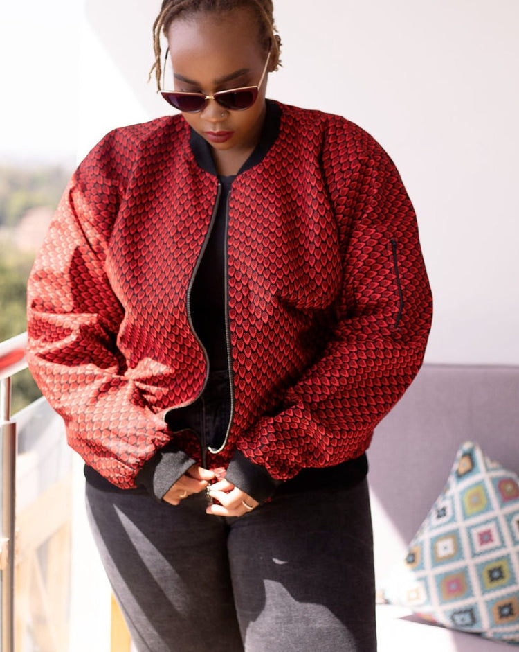 Bomberjacke ‚Moyo‘ - mikono.africa Jacken aus Kenia bunte Bomberjacke Partyjacke faire sozial nachhaltig designed in Kenia