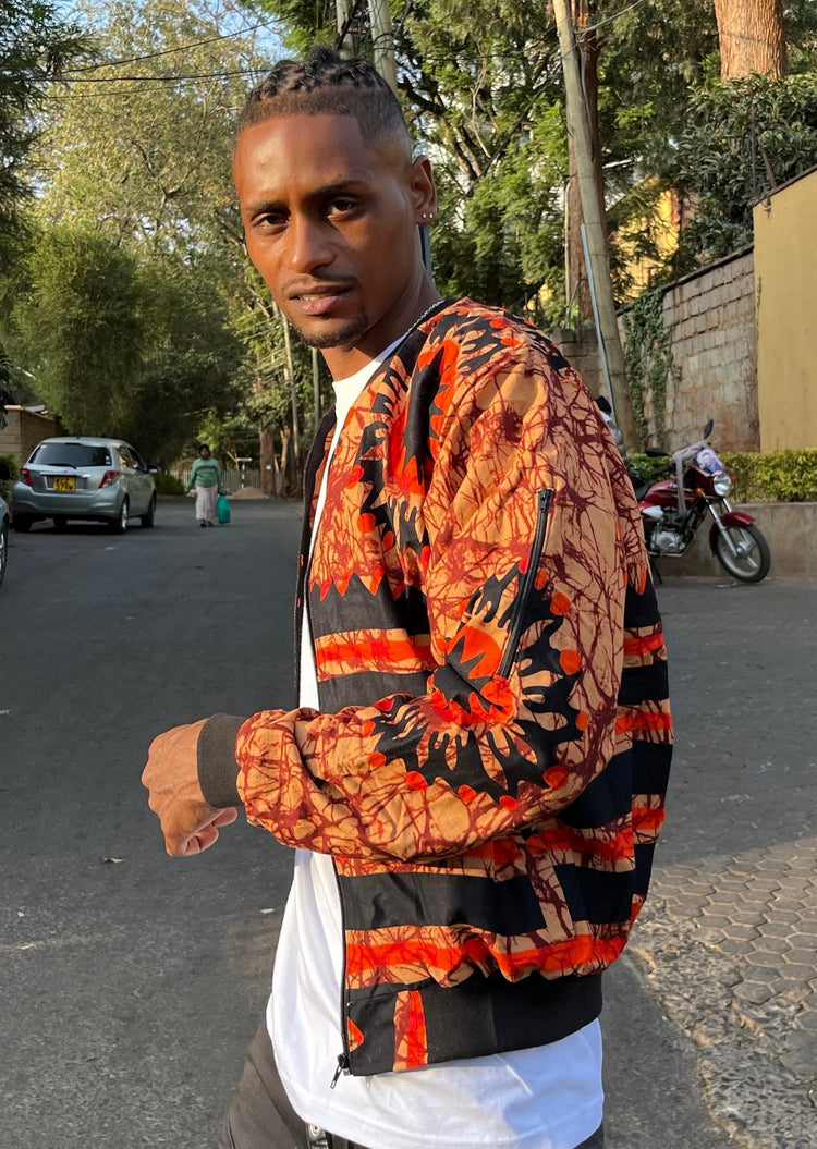 Bomberjacke ‚Pembe‘ für 99€ - mikono.africa Jacken aus Kenia bunte Bomberjacke Partyjacke faire sozial nachhaltig designed in Kenia
