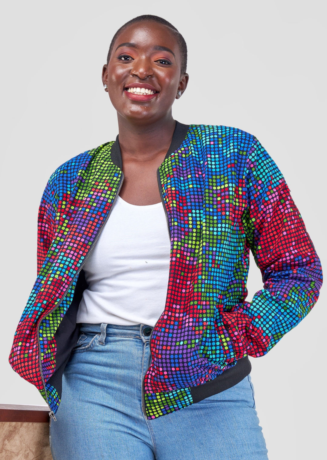Bomberjacke ‚Sherehe‘ - mikono.africa Jacken aus Kenia bunte Bomberjacke Partyjacke faire sozial nachhaltig designed in Kenia