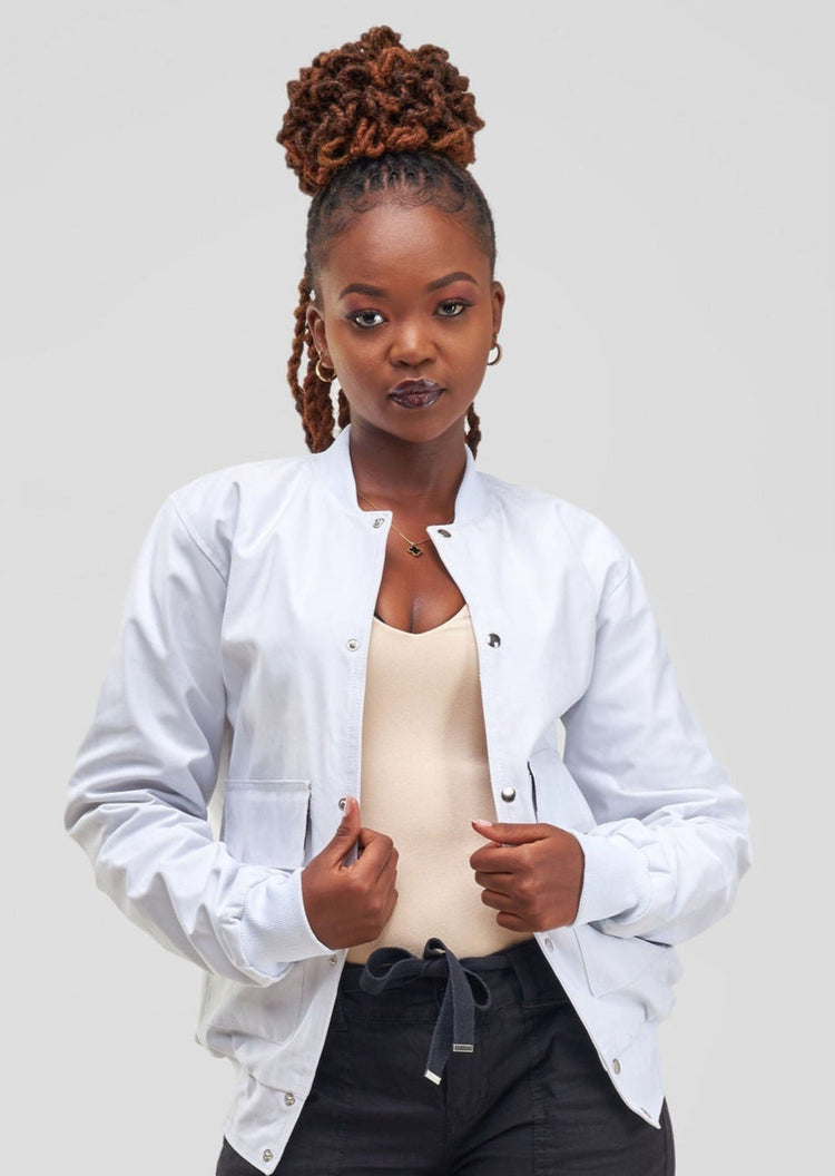 Bomberjacke weiß - mikono.africa Jacken aus Kenia bunte Bomberjacke Partyjacke faire sozial nachhaltig designed in Kenia