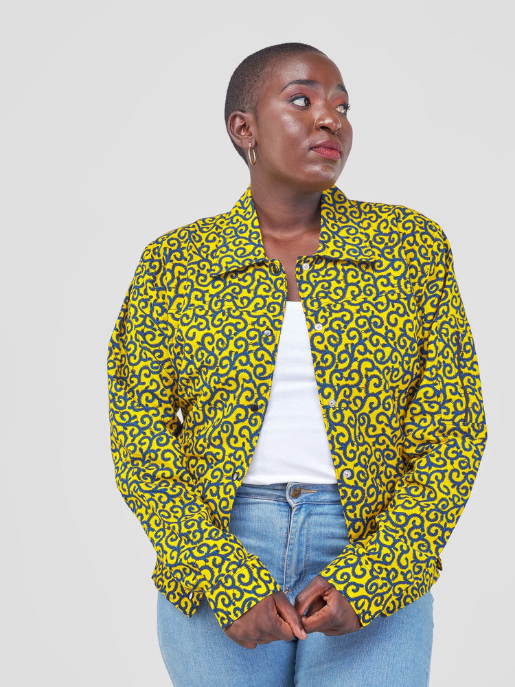 Button-up jacket with collar ‚Asali‘ - mikono.africa Jacken aus Kenia bunte Bomberjacke Partyjacke faire sozial nachhaltig designed in Kenia