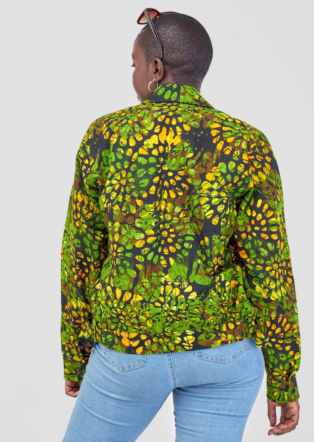 Button-up jacket with collar ‚Bustani‘ - mikono.africa Jacken aus Kenia bunte Bomberjacke Partyjacke faire sozial nachhaltig designed in Kenia