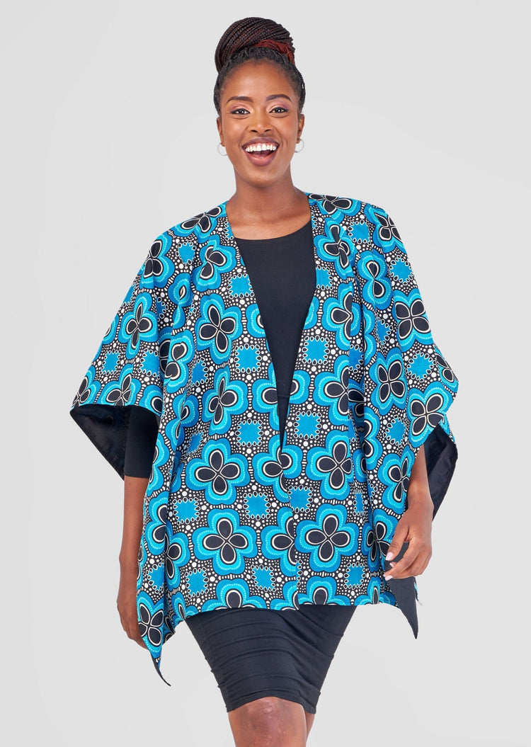 Elegantes Cape ‚Samawati‘ - mikono.africa Jacken aus Kenia bunte Bomberjacke Partyjacke faire sozial nachhaltig designed in Kenia