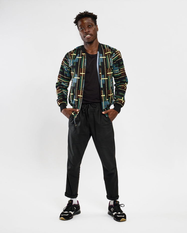 Wendejacke ‚Mistari‘ für 99 € - mikono.africa Jacken aus Kenia bunte Bomberjacke Partyjacke faire sozial nachhaltig designed in Kenia