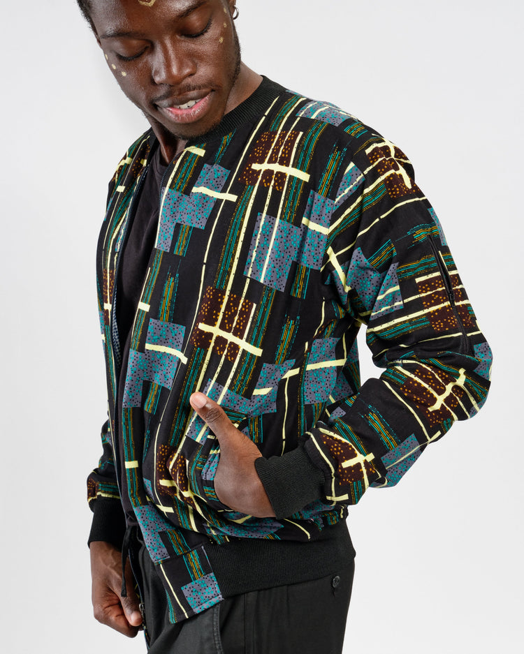 Wendejacke ‚Mistari‘ - mikono.africa Jacken aus Kenia bunte Bomberjacke Partyjacke faire sozial nachhaltig designed in Kenia